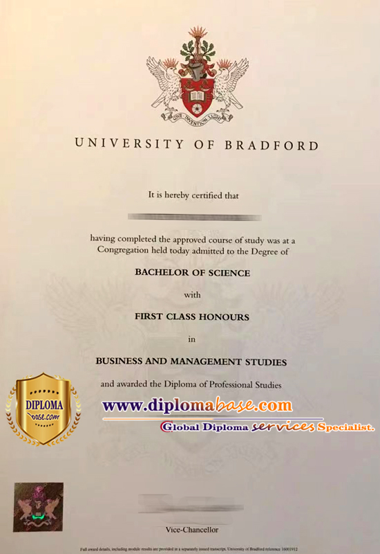 Perfect copy of Bradford University degree.