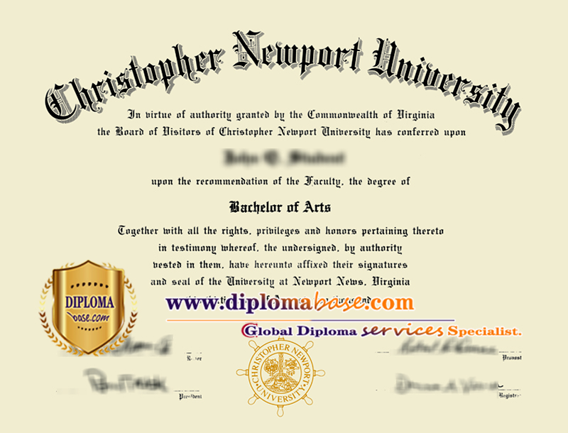 Quickly buy fake Christopher Newport University degrees. CNU.