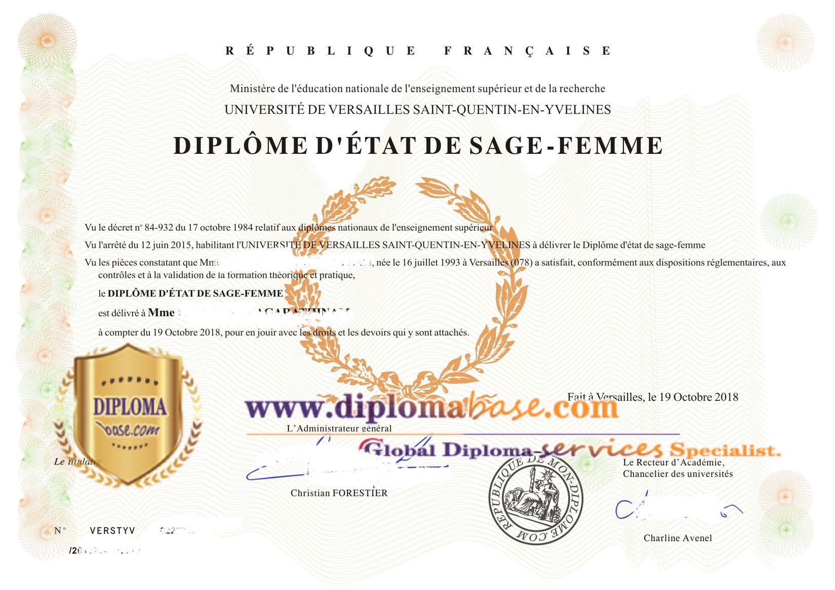 Quickly buy a diploma from the University of Versailles in France